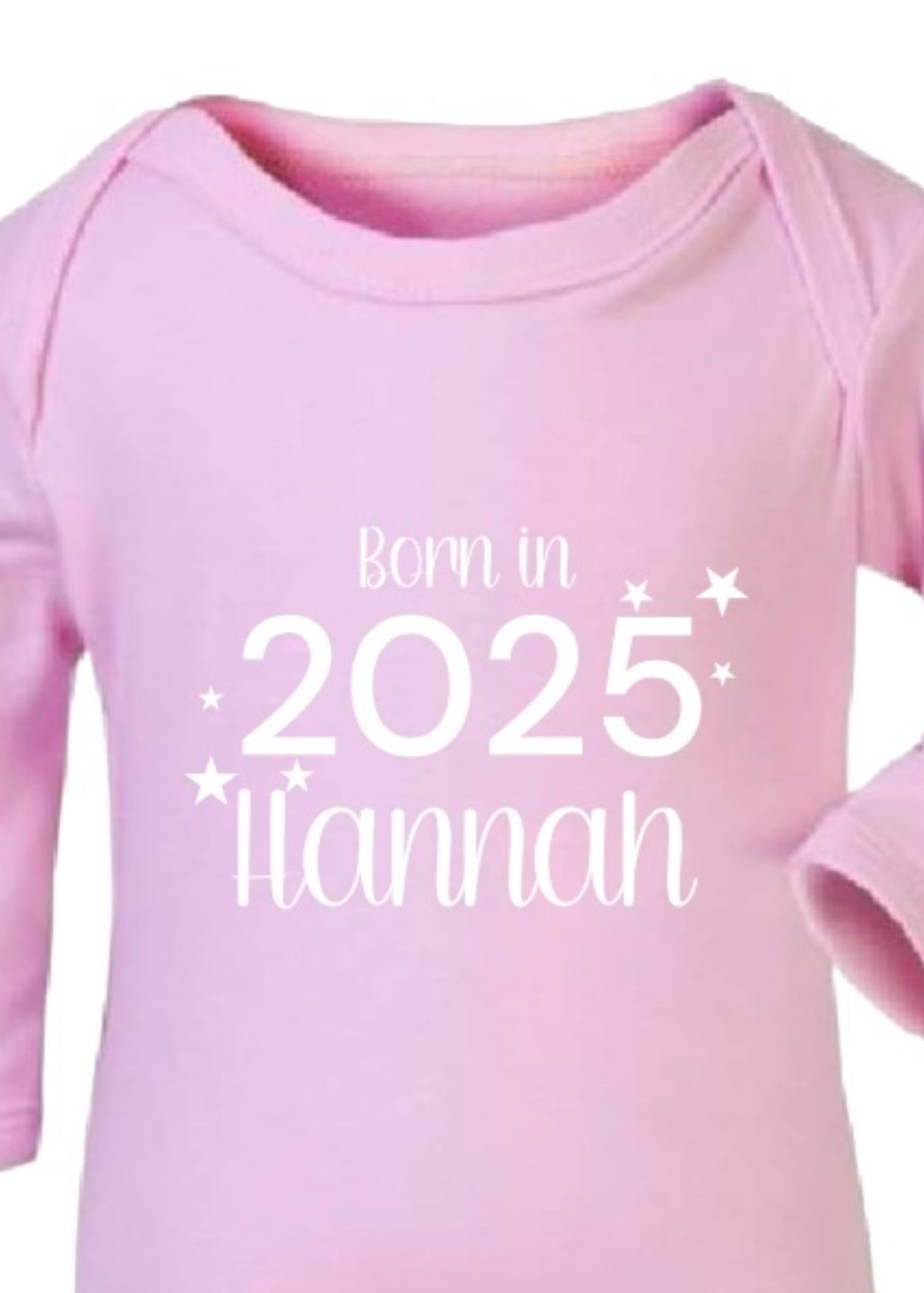 Personalised Born in 2025 Baby Pink Sleepsuit