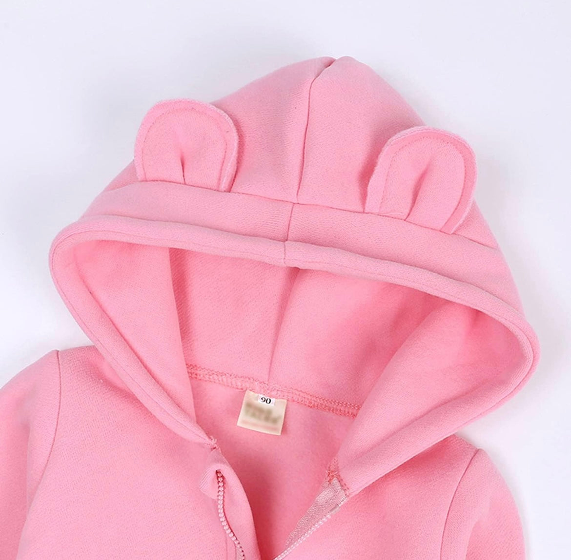 Personalised Baby Pink Bear Hoodie Onesie