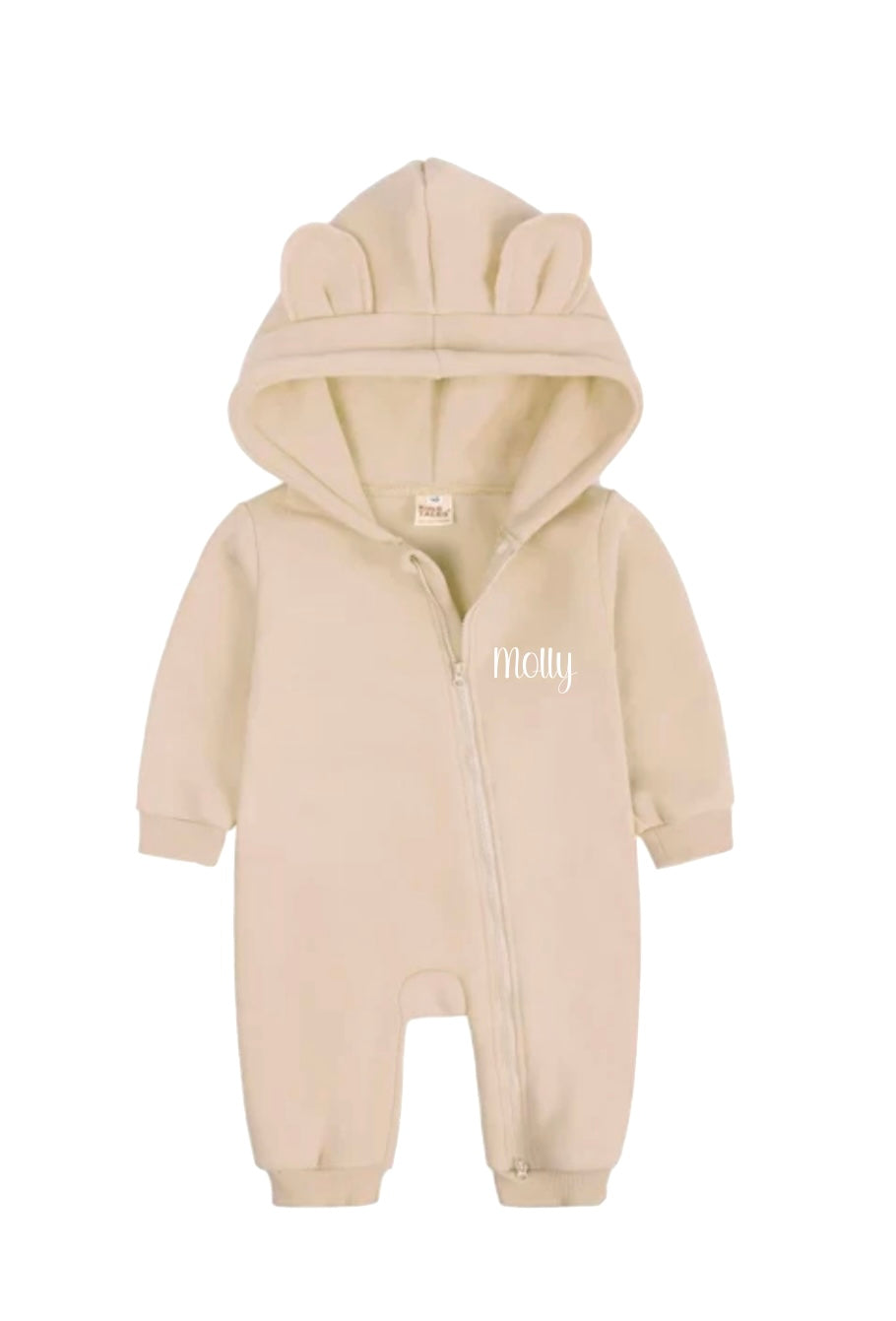 Personalised Beige Bear Hoodie Onesie