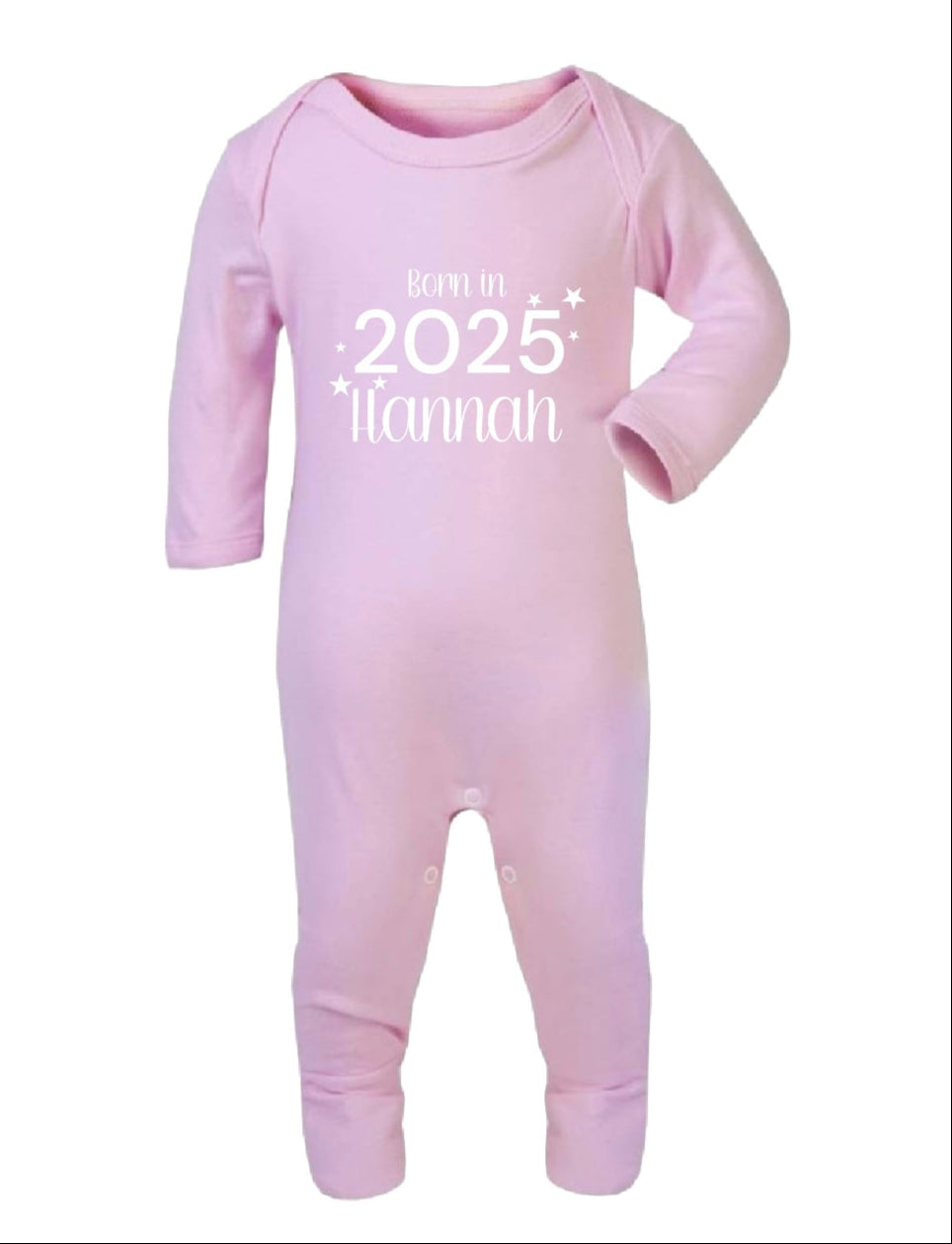 Personalised Born in 2025 Baby Pink Sleepsuit